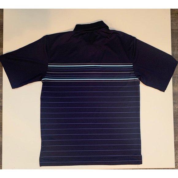 Pebble Beach Performance Men's Golf Polo Size M Navy Blue Striped Short Sleeve - Picture 10 of 10